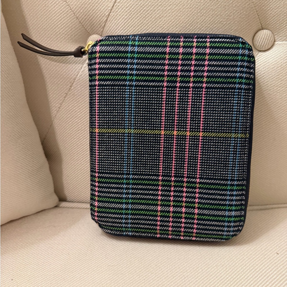 Hobonichi Techo A6 size planner cover in the “Neon Tartan.”
